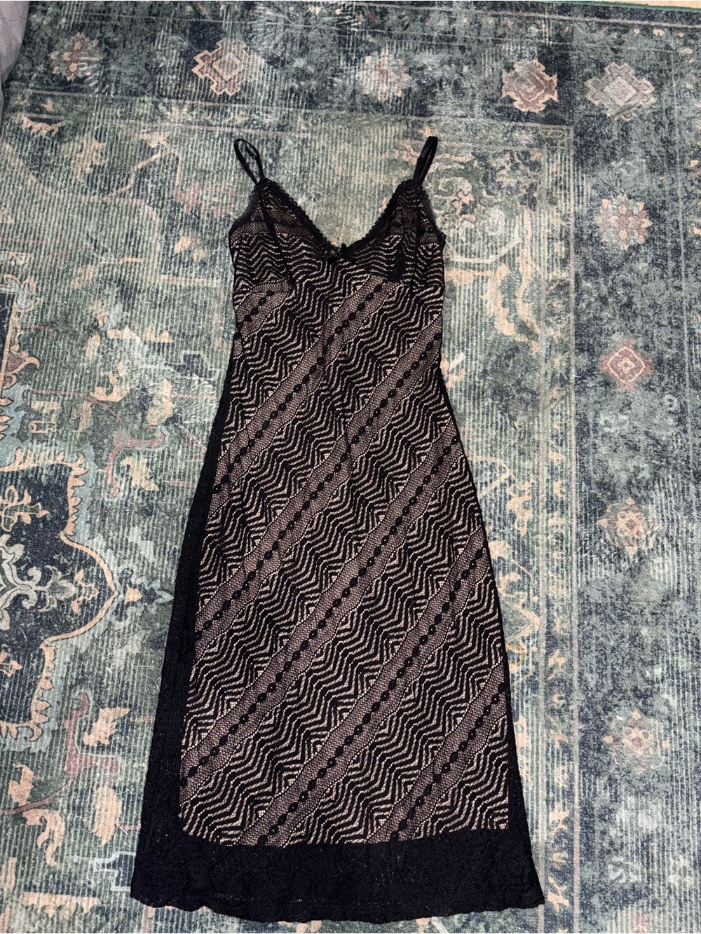 Heart Moon Star Black Lace Slip Dress